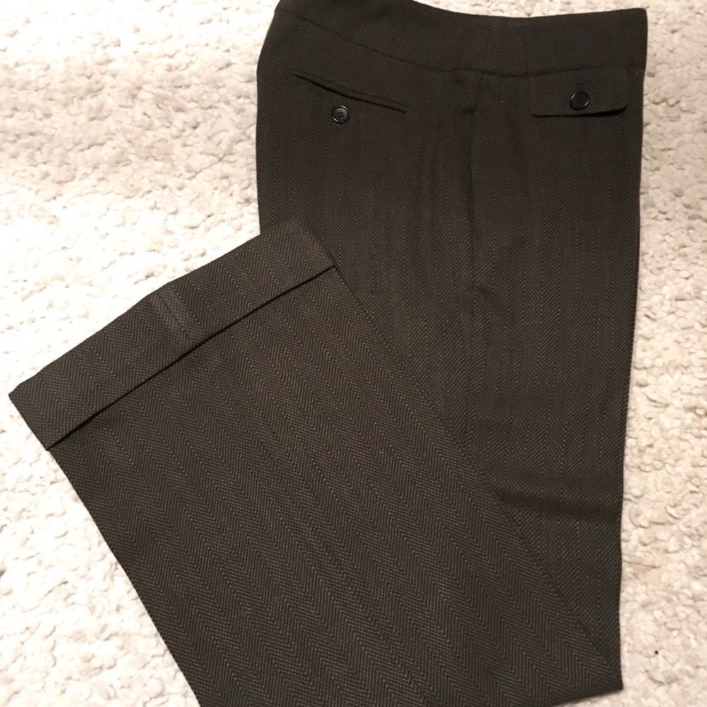 Y2K DKNY City Plaza, Brown Herringbone, Pant W/ Cuff.